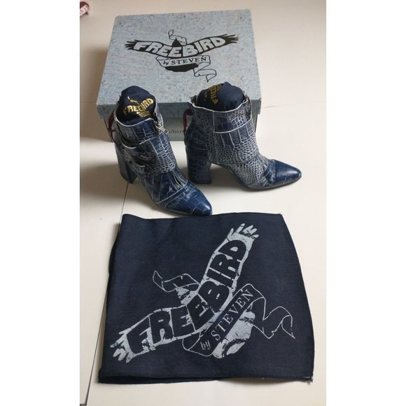 Freebird by Steven Shoes - Freebird By Steven Joey Croc Leather Animal Print Boot Bootie Size 8 NIB